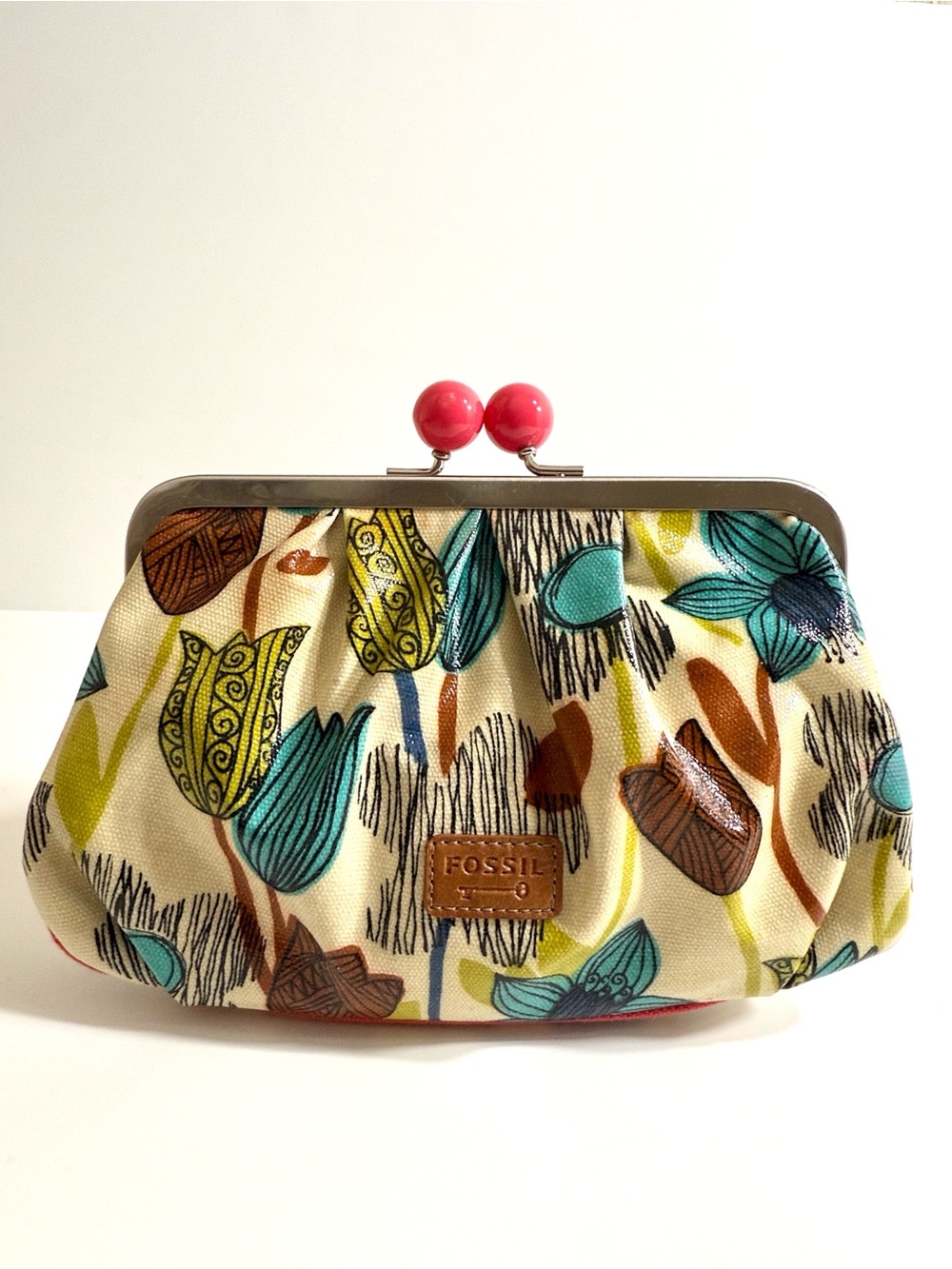 Y2K Vintage Fossil “Key-Per” Collection Kiss-Lock Clutch